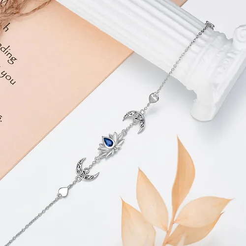 Vista 4 de Shusukue 925 Sterling Silver CatTurtle StarfishPenguinLotus Bracelet for Mom Daughter Wife Gift (with gift box)