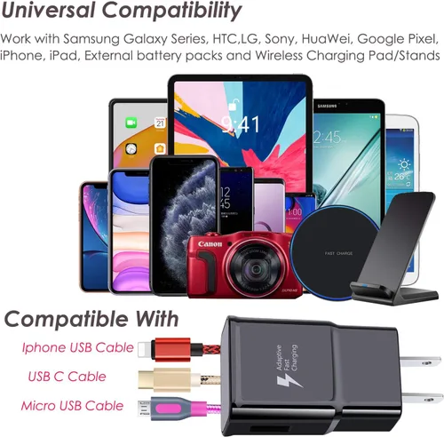 Vista 4 de Paquete de 5 cargadores tipo C de carga rápida, cargador de pared USB rápido para teléfono Android compatible con Samsung Galaxy
