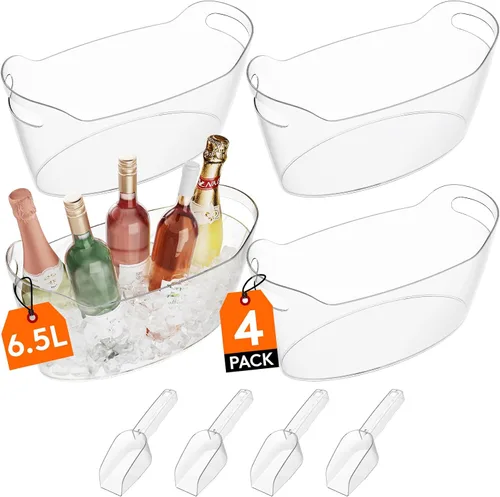 Vista 12 de Lifewit Cubo de Hielo Grande de 6.5L para Fiestas, Cubo de Bebidas Portátil para Bar de Cócteles, Enfriador de Plástico para Champán