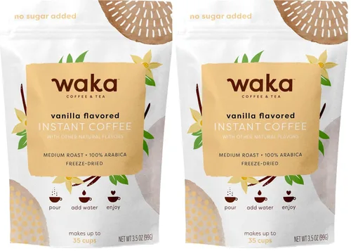 Vista 14 de Waka - Café instantáneo de calidad, tostado medio descafeinado, granos arábica y liofilizados. Bolsa de 35 porciones para café instantáneo caliente