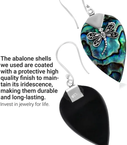 Vista 5 de Stylish Dangle Drop Earrings 925 Sterling Silver Abalone Shell Fashion Beach Jewelry Unique Costume Jewelry for Women Birthday Christmas Gifts for