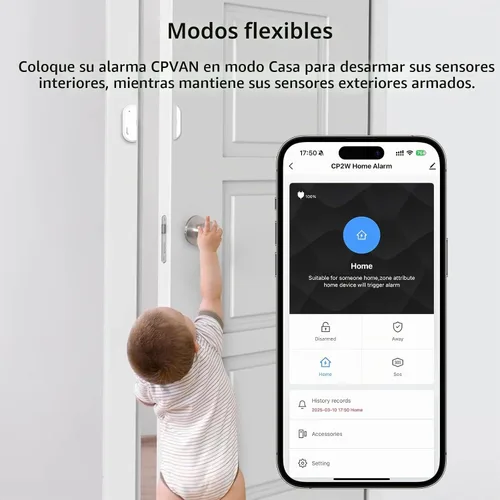 Vista 5 de CPVAN Sistema de alarma para el hogar con sensor de movimiento PIR, WiFi inalámbrico DIY Smart Door/Window Alarm para seguridad del hogar con alerta