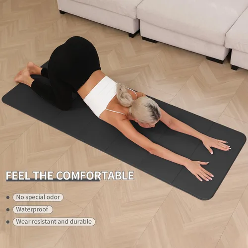 Vista 6 de PAIDU Esterilla de yoga plegable - 10mm extra gruesa, 190 x 66 cm, antideslizante, esterilla de ejercicio y fitness Certificada eco SGS, portátil