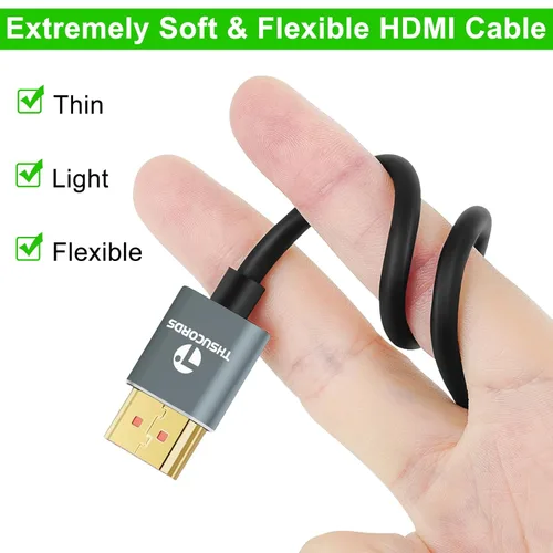 Vista 2 de Thsucords Cables HDMI ultra finos 8K 4K de 1.6 pies, delgado y flexible, suave de alta velocidad, cable HDMI 2.1 compatible con 4K @120Hz 8K @60Hz