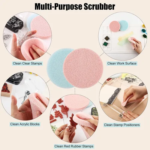 Vista 3 de Briartw 4 unids/set de limpiador de sellos, esponja de limpieza de sellos azules, herramienta de eliminación de tinta, aplicable a sello 4pcs Stamp