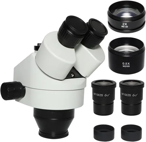 Vista 4 de Kit de microscopio negro/blanco simulado 7X-45X 3.5X-180X Microscopio Zoom Cabezal de microscopio estéreo para reparación de teléfono PCB 3.5X-180X