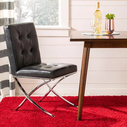 Vista 8 de Safavieh Home Walsh - Silla auxiliar de piel sintética negra y cromada
