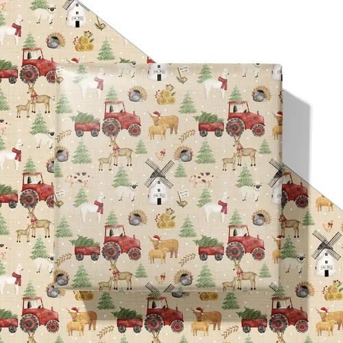 Vista 8 de SaringSwoon Papel de regalo de pato de Navidad, divertido envoltorio de regalo de Navidad con sombreros de Papá Noel, bastones de caramelo, patos
