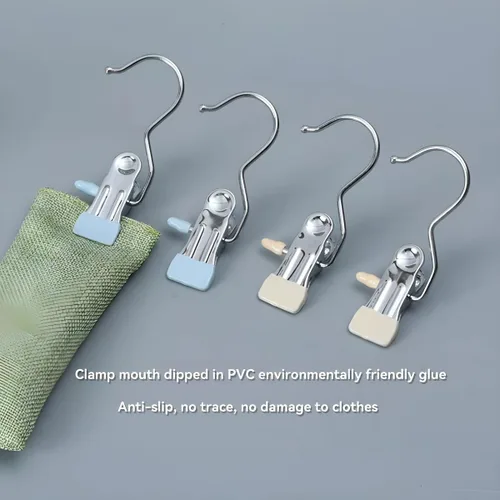 Vista 3 de Dxcaicc 20 clips multifunción, ganchos para colgar la ropa sucia de acero manchado con clips, pasadores de ropa resistentes, clip de secado de metal