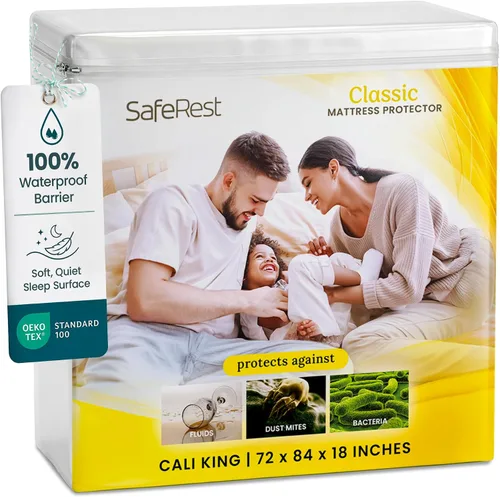Vista 9 de SafeRest Protector de colchón impermeable tamaño individual – Funda de cama suave, transpirable y ajustada con bolsillos elásticos de 18" – Funda
