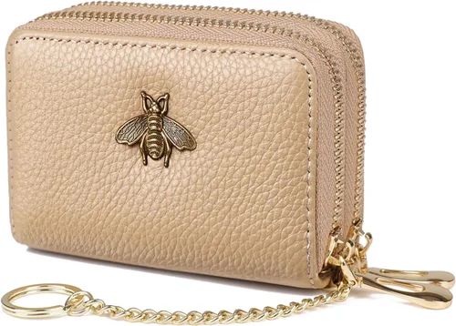 Vista 31 de imeetu Soporte para tarjetas de crédito RFID, cartera pequeña de cuero con cremallera para mujer