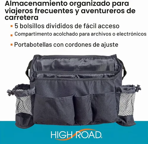 Vista 3 de Organizador para asientos de automóvil, de la marca High Road, pack de 2, XL, Negro