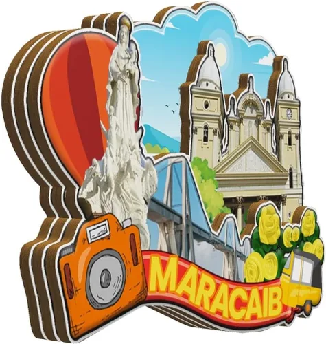Vista 2 de Maracaibo Venezuela imán de nevera imán de madera 3D monumentos de viaje coleccionables recuerdos decoración hecha a mano -2156