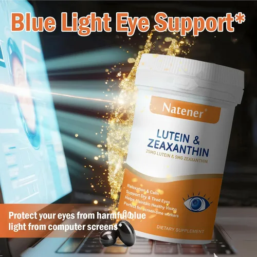 Vista 7 de Vitaminas oculares 14 en 1, 25 mg de luteína, 5 mg de zeaxantina, 24 mg de astaxantina, 800 mg de omega-3 y 100 mg de L-teanina, apoya la salud