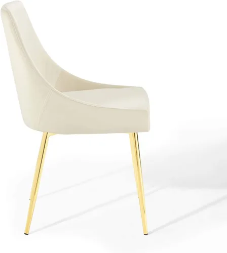 Vista 8 de Modway Viscount Performance - Sillas de comedor de terciopelo, juego de 2, color dorado marfil