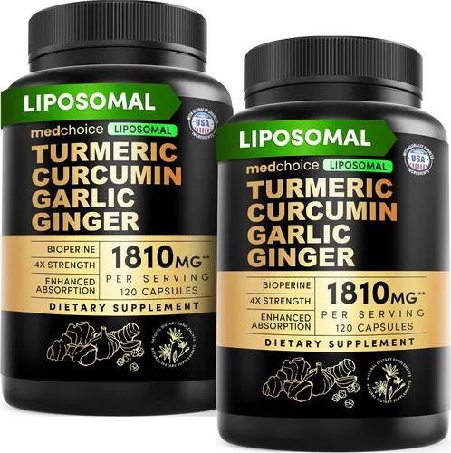Vista 12 de Cúrcuma liposomal, suplementos de curcumina de alta absorción, mezcla sin OMG para comodidad digestiva y apoyo diario, suplemento de cúrcuma