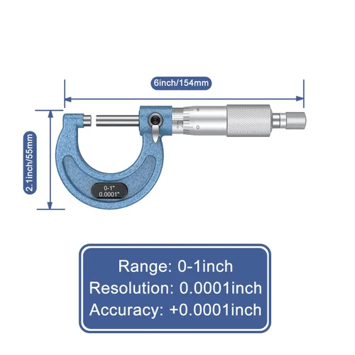 Vista 8 de HDLNKAK Calibrador de esfera de doble escala 0-6"/150 mm con micrómetro Azul claro