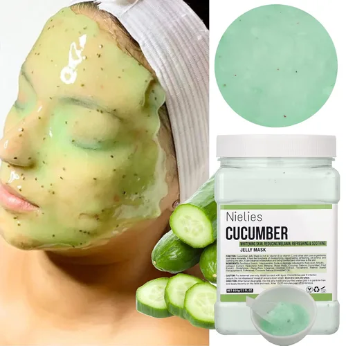 Vista 2 de Máscara de gelatina de pepino y cereza, cuidado de la piel facial, juego de máscaras de gelatina de colágeno para tratamientos faciales, máscaras