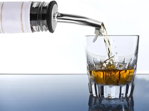 Vista 5 de Wobe 5 piezas de vertedores de botellas de vino, de acero inoxidable, boquilla abatible, tapones para botellas de vino, vertederos rápidos, botellas