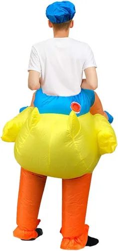 Vista 5 de JASHKE Disfraz inflable de pato amarillo para adultos