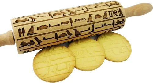 Vista 10 de Rodillo AZTEC en relieve – Rodillo de masa y arcilla para galletas en relieve y cerámica, galletas y sello de cerámica, regalos para hornear