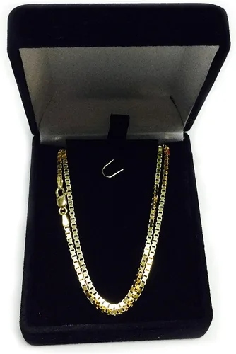 Vista 5 de Jewelry Affairs 14k Yellow Solid Gold Mirror Box Chain Necklace, 1.7mm