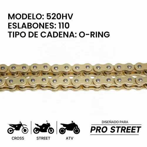 Vista 2 de Cadena de Motocicleta 520 con 110 Eslabones y Junta Tórica con Eslabón Maestro de Conexión y Rompe Cadenas, Cadena de Transmisión de Servicio Pesado