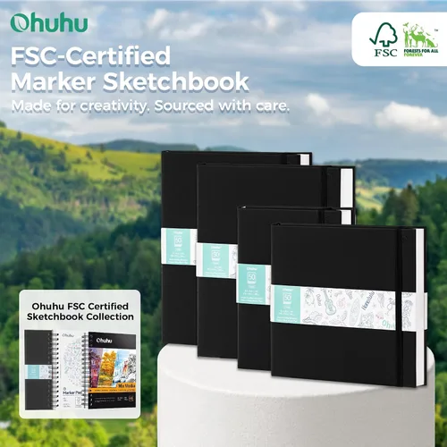 Vista 9 de Ohuhu Cuaderno de dibujo artístico de doble cara de 5.5 x 8.5 pulgadas, 50