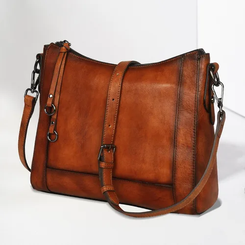 Vista 7 de Iswee Bolsos cruzados de cuero para mujer, bolso de hombro mediano Hobo de piel auténtica, carteras y bolsos