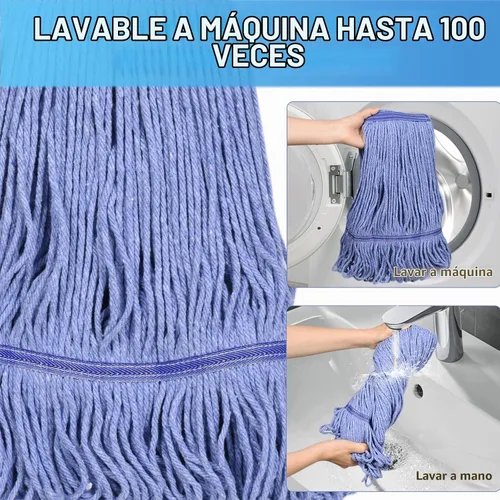 Vista 5 de Trapeador comercial, trapeador industrial resistente con mango de 63