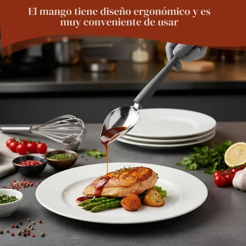 Vista 5 de Juego de 4 cucharas de decoración de dibujo de precisión culinaria profesional, cucharas multiusos de acero inoxidable para chef de dibujo