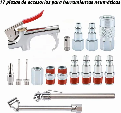 Vista 5 de Kit de accesorios para herramientas neumáticas de 18 piezas con manguera de PVC de 3/8 pulgadas x 25 pies, accesorios de conexión rápida NPT de 1/4
