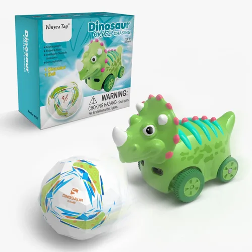 Vista 6 de Winyea Tag Coche de juguete interactivo de dinosaurio, auto electrónico de dinosaurio con pelota de seguimiento inteligente y control de gestos