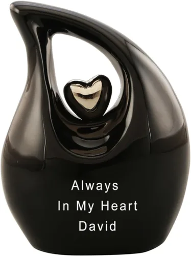 Vista 26 de Urna de cremación Heart of Love para cenizas humanas - Hermosa urna conmemorativa ERN para adultos - ERN decorativa para seres queridos - Urna Negro