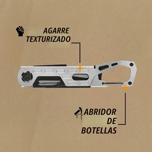 Vista 4 de Gerber Gear Stake Out Multiherramienta 11 en 1 - Hoja de borde liso de 2.2 pulgadas, extractor de estacas para tienda, transporte de mosquetón