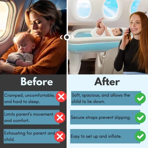 Vista 4 de Cama portátil de avión para niños pequeños para vuelos cómodos, cama de avión esencial para niños pequeños, compañero de viaje perfecto para niños