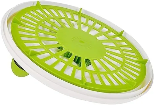 Vista 4 de Leifheit Trend - Molinillo de ensalada verde y blanco, secadora de ensalada con manivela de 4 litros con base antideslizante, agarre ergonómico
