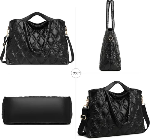 Vista 9 de LEDAOU Bolso de mano para mujer, bolso de mano para profesor, bolso de hombro cruzado hobo bolsas 2 piezas con monedero para el trabajo, la oficina
