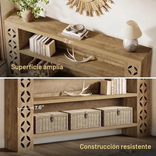 Vista 7 de Tribesigns Mesa consola de entrada extra larga de 70.9 pulgadas con almacenamiento, mesa de sofá estrecha detrás del sofá, muebles de entrada