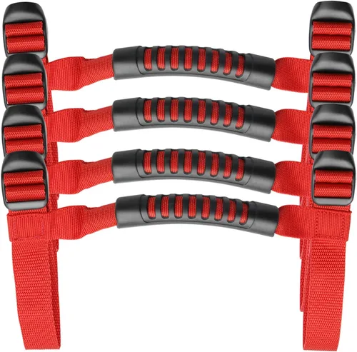 Vista 11 de Bentolin 4 x Asas de Agarre de Barra Antivuelco Compatibles para Jeep Wrangler YJ TJ JK JKU JL Sports Sahara Freedom Rubicon X & Unlimited X Negro