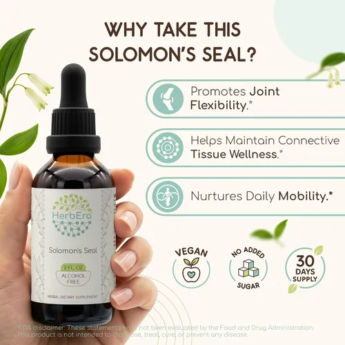Vista 2 de HerbEra Solomon's Seal B60 - Tintura de extracto de hierbas sin alcohol, gotas líquidas concentradas, sello de Salomón natural