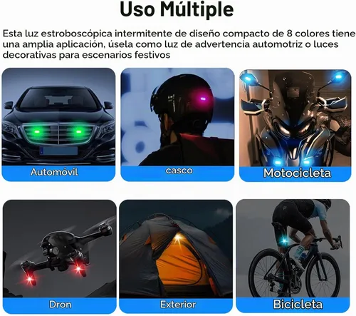 Vista 6 de 8 luces estroboscópicas LED inalámbricas para automóvil, luz intermitente recargable USB tipo C, luces estroboscópicas de control remoto