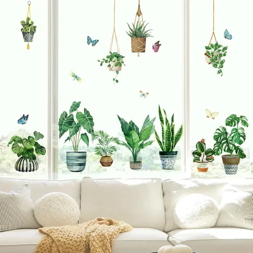 Vista 2 de decalmile Calcomanías reutilizables botánicas de cactus de plantas