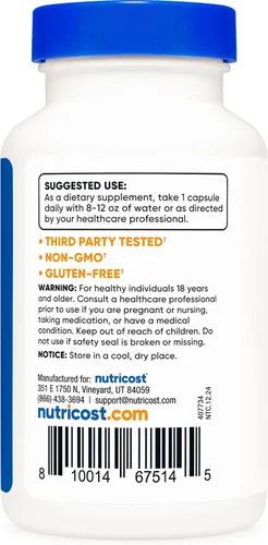 Vista 4 de Nutricost 5-HTP 200 mg, 120 cápsulas vegetarianas (5-hidroxitriptófano) - Sin OGM y sin gluten
