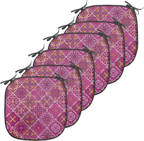 Vista 114 de Ambesonne Cojín de asiento para silla de flores, detalles florales con hojas y remolinos, estampado artístico romántico y vívido y vibrante