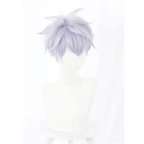 Vista 2 de Aadesso Peluca de cosplay de anime Jujutsu Kaisen de Gojo Satoru, peluca de cosplay para Halloween, pelucas de fiesta de Navidad para niños y niñas