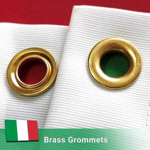Vista 3 de Bandera italiana de 3 x 5 para exteriores, poliéster resistente, con rayas cosidas, ojales de latón