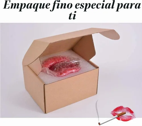 Vista 2 de Ceniceros de cigarrillos de cerámica creativos con estilo de labios Decoración casera de moda (rojo oscuro)