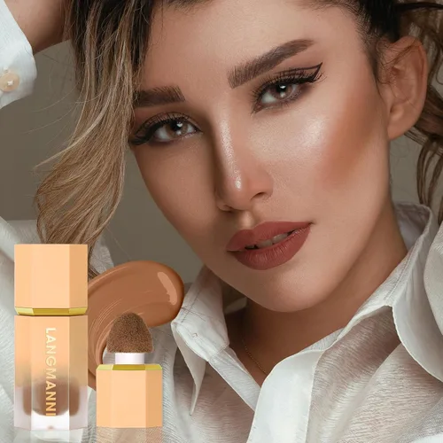 Vista 4 de Maquillaje líquido en barra de contorno, varita de contorno facial crema con aplicador de cojín, contorno bronceador cremoso natural mate de larga