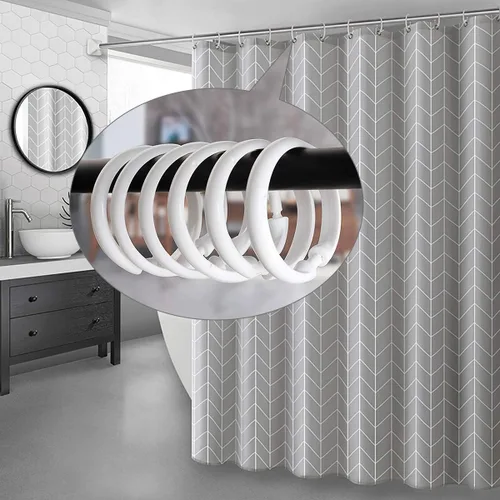 Vista 6 de Juego de 24 anillos para cortina de baño para regadera de plástico, aros, ganchos de baño, cortina, barra de ducha